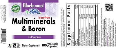 Photo of the Bluebonnet Multiminerals & Boron Iron-Free label