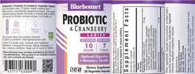 Label of Ladies' Probiotic & Cranberry