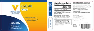 Photo of the The Vitamin Shoppe CoQ-10 200 mg label