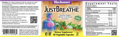 Photo of the Bluebonnet Targeted Choice JustBreathe label