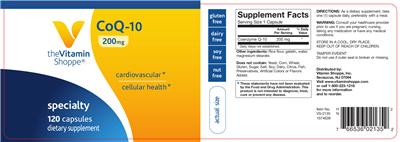 Photo of the The Vitamin Shoppe CoQ-10 200 mg label
