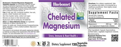 Photo of the Bluebonnet Chelated Magnesium label