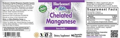 Photo of the Bluebonnet Chelated Manganese label