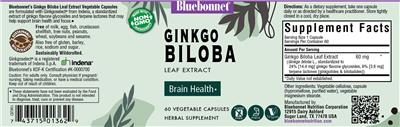 Photo of the Bluebonnet Ginkgo Biloba Leaf Extract label