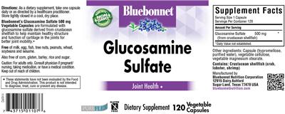 Photo of the Bluebonnet Glucosamine Sulfate label