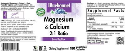 Photo of the Bluebonnet Magnesium & Calcium 2:1 Ratio label