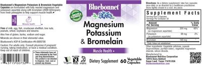 Photo of the Bluebonnet Magnesium Potassium & Bromelain label