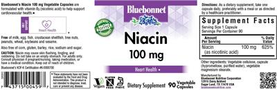 Photo of the Bluebonnet Niacin 100 mg label