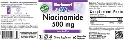 Photo of the Bluebonnet Niacinamide 500 mg label