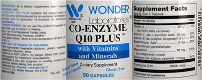 Photo of the Wonder Laboratories Co-Enzyme Q10 Plus label