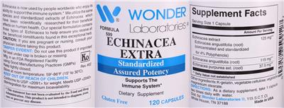 Photo of the Wonder Laboratories Echinacea Extra label