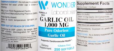 Photo of the Wonder Laboratories Garlic Oil 1,000 mg label