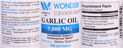 Photo of the Wonder Laboratories Garlic Oil 5,000 mg label