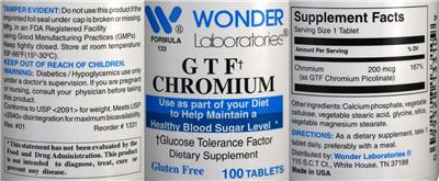 Photo of the Wonder Laboratories GTF Chromium label