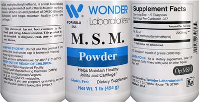 Photo of the Wonder Laboratories M.S.M. Powder label