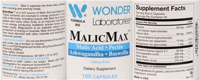 Photo of the Wonder Laboratories MalicMax label