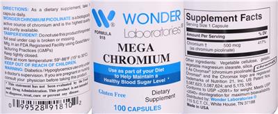 Photo of the Wonder Laboratories Mega Chromium label