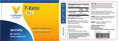 Photo of the The Vitamin Shoppe 7-Keto 50 mg label