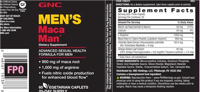 Photo of the GNC Men's Maca Man label
