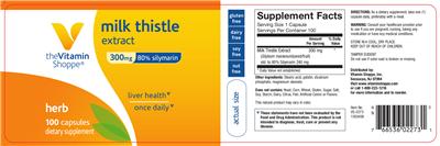 Photo of the The Vitamin Shoppe Milk Thistle Extract 300 mg label