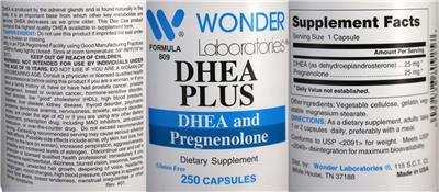Photo of the Wonder Laboratories DHEA Plus label