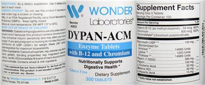 Photo of the Wonder Laboratories Dypan-ACM label