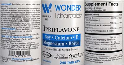 Photo of the Wonder Laboratories Ipriflavone label