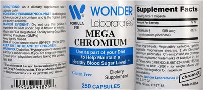Photo of the Wonder Laboratories Mega Chromium label