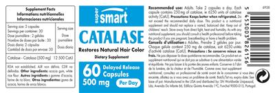 Photo of the SuperSmart Catalase 500 mg label