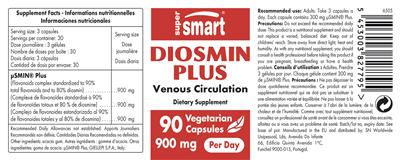 Photo of the SuperSmart Diosmin Plus 900 mg label