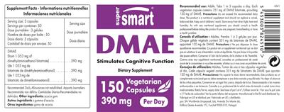 Photo of the SuperSmart DMAE 390 mg label