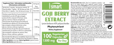 Photo of the SuperSmart Goji Berry Extract 1500 mg label