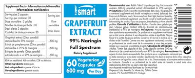 Photo of the SuperSmart Grapefruit Extract 600 mg label