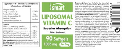 Product label for Liposomal Vitamin C 1005 mg