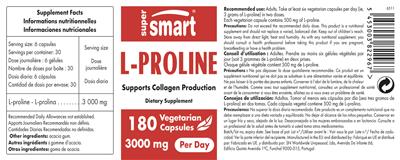 Photo of the SuperSmart L-Proline 3000 mg label