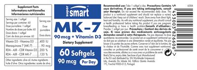 Photo of the SuperSmart MK-7 90 mcg +Vitamin D3 90 mcg label