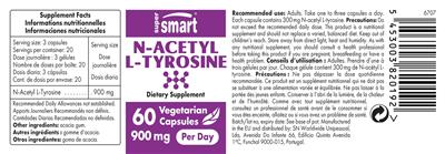 Photo of the SuperSmart N-Acetyl L-Tyrosine 900 mg label