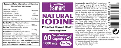 Photo of the SuperSmart Natural Iodine 1000 mg label