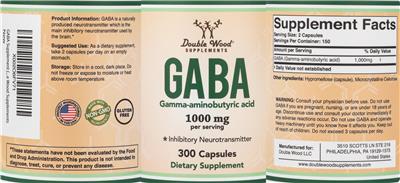 Photo of the Double Wood Supplements GABA 1000 mg label