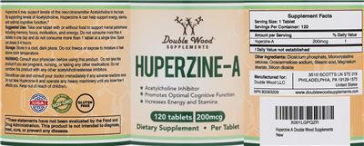 Photo of the Double Wood Supplements Huperzine-A 200 mcg label