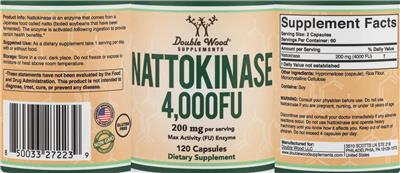 Photo of the Double Wood Supplements Nattokinase 4,000 FU 200 mg label