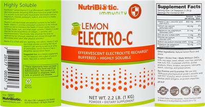 Photo of the NutriBiotic Immunity Lemon Electro-C label