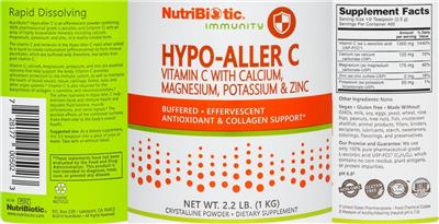 Photo of the NutriBiotic Immunity Hypo-Aller C label