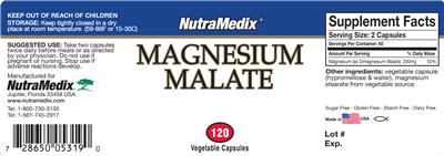 Photo of the NutraMedix Magnesium Malate label
