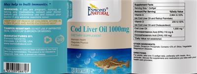 Photo of the Esmond Natural Cod Liver Oil 1000 mg label