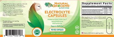 Product label for Electrolyte Capsules