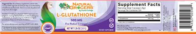 Photo of the Natural Grocers by Vitamin Cottage L-Glutathione 500 mg label