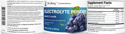Photo of the Dr. Berg Electrolyte Powder Grape Flavor label