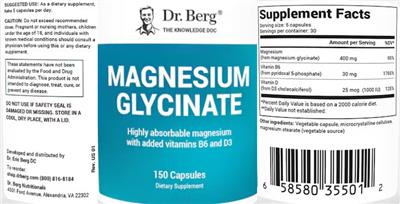 Photo of the Dr. Berg Magnesium Glycinate label