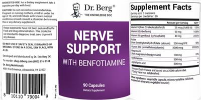 Product label for Nerve Support with Benfotiamine